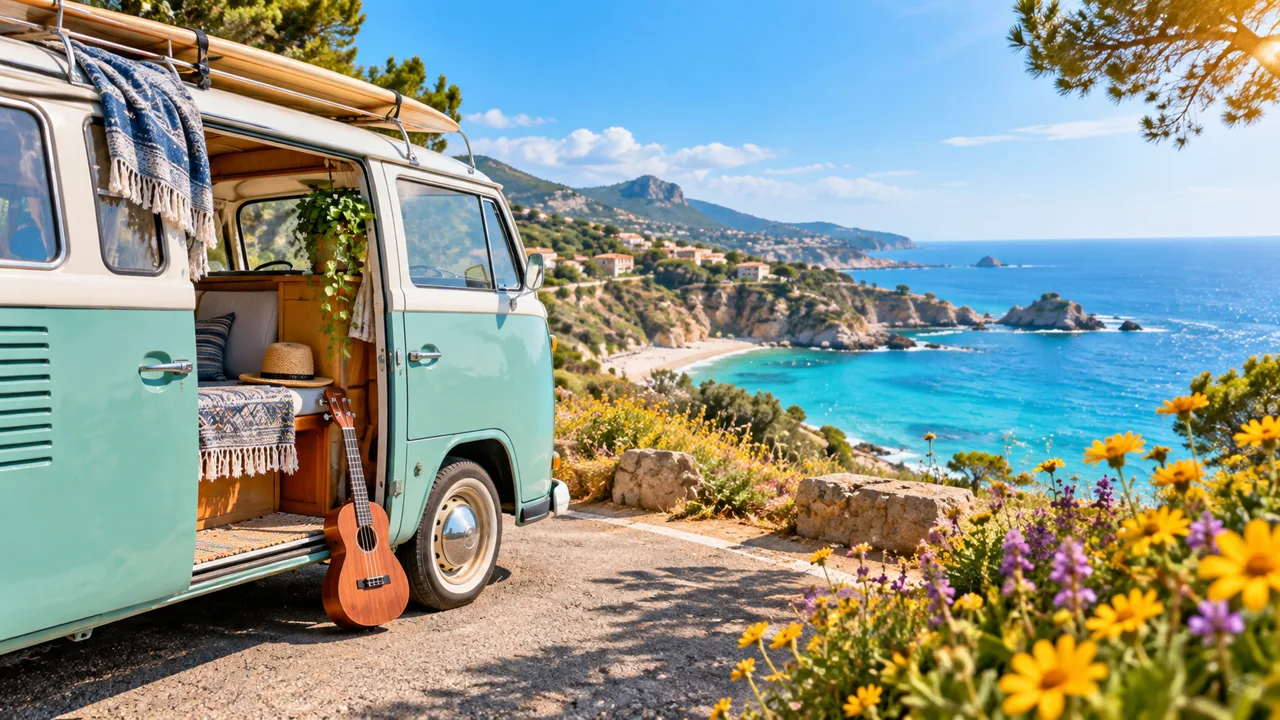 Cover art for Sunny Detour, an AI YouTube background music example